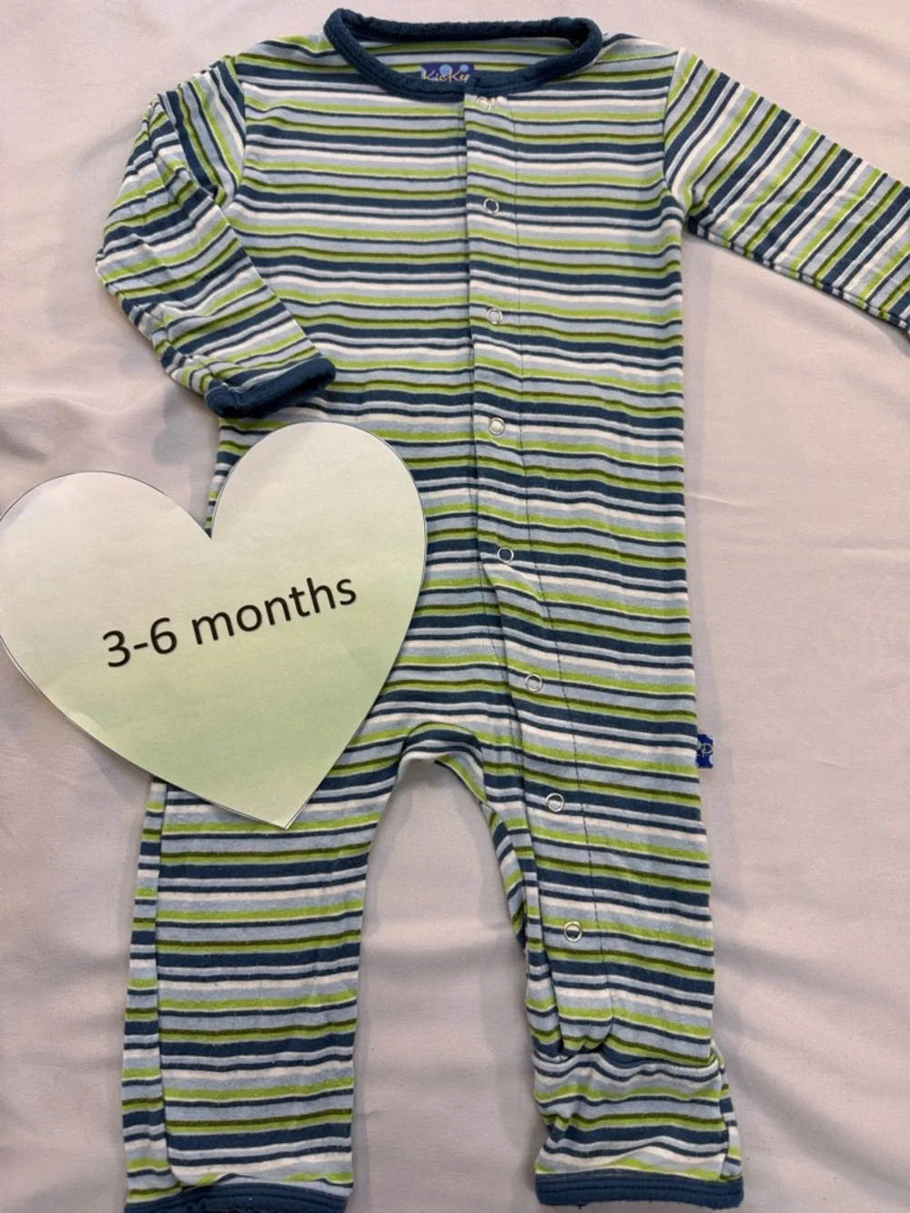 KickKee Pants - Striped Kids One Piece sleeper/romper - Picture 1 of 5
